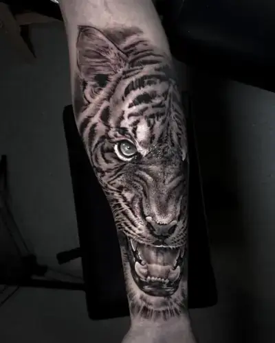 Tigre réaliste en noir et gris